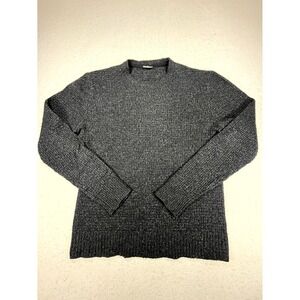 Faherty Brand Cashmere Sweater Men Black Tight Knit Ribbed Regular Fit Crew Neck